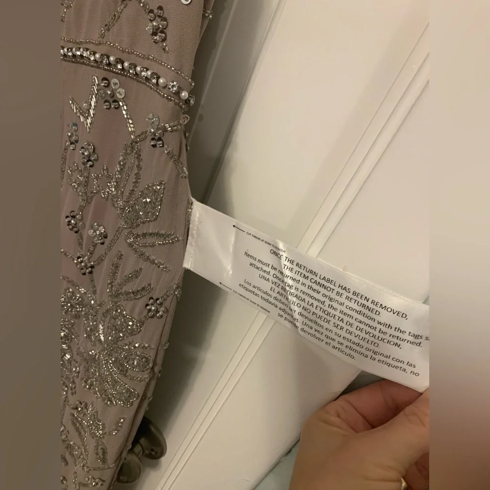 NWT Mac Duggal Sz 10 Formal Beaded Shift Dress, “Vintage Lilac” Mauve/Gray - Picture 4 of 5